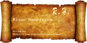 Rixer Henrietta névjegykártya